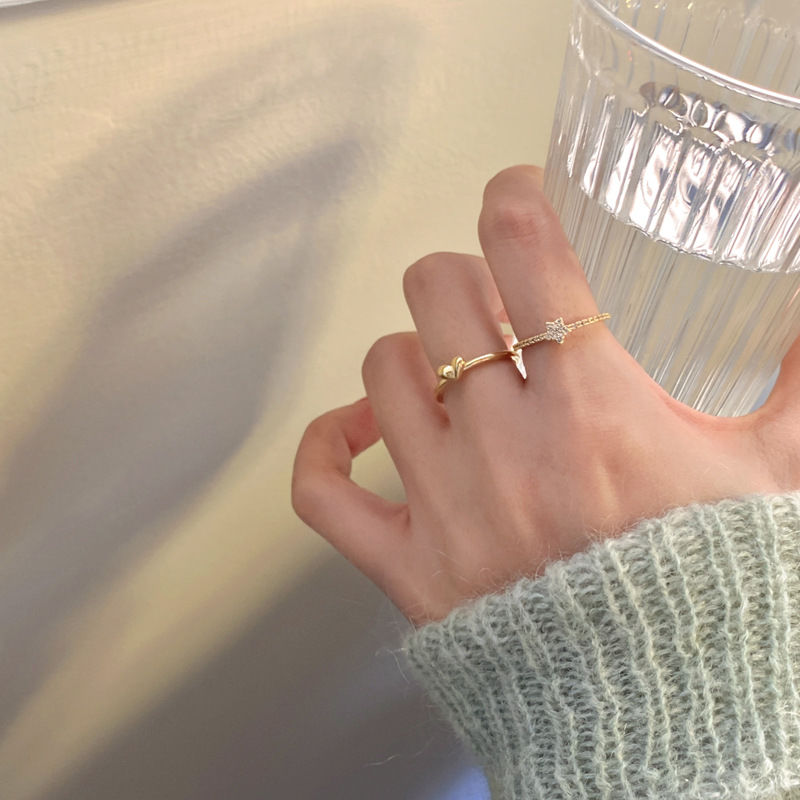 High-end micro-paved zircon star ring for women ins niche design fashionable personality love index finger ring new trend