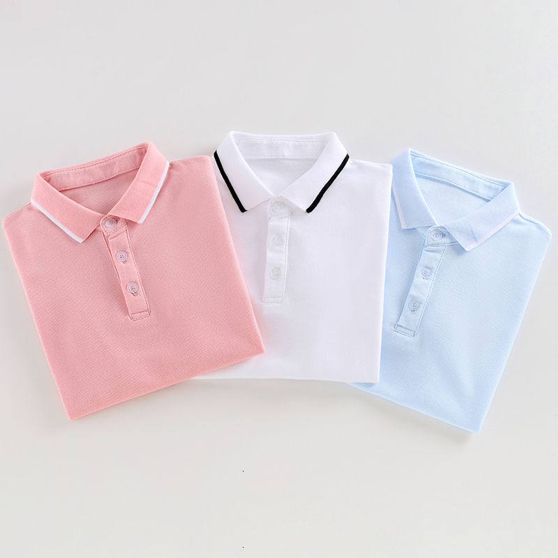 Boys short-sleeved t-shirt cotton polo shirt summer handsome primary school students middle and older girls school uniform tops