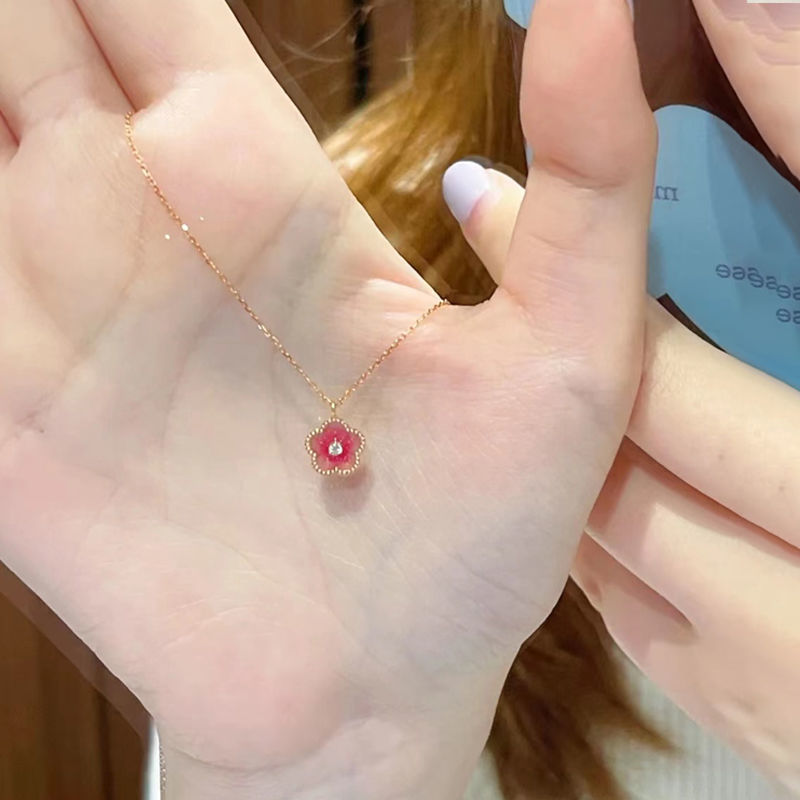 新款小桃花朵項鍊女輕奢小眾純欲高級鎖骨鏈不掉色頸鏈甜美