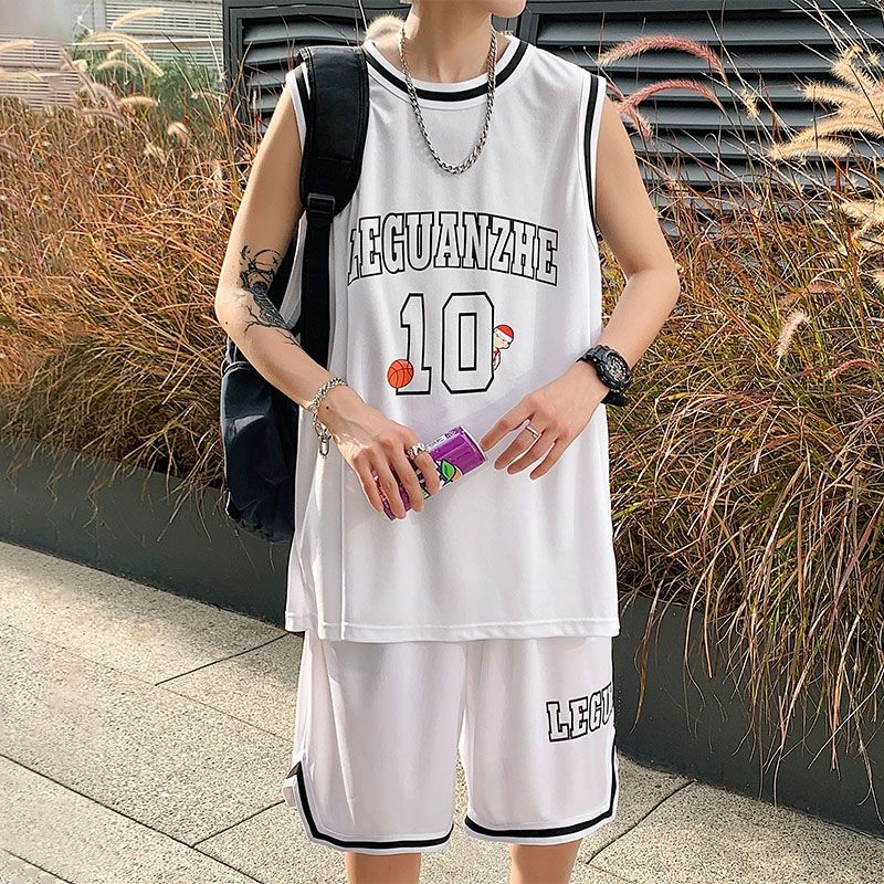单件/套装 篮球服无袖套装男夏季学生韩版宽松休闲运动球衣两件套