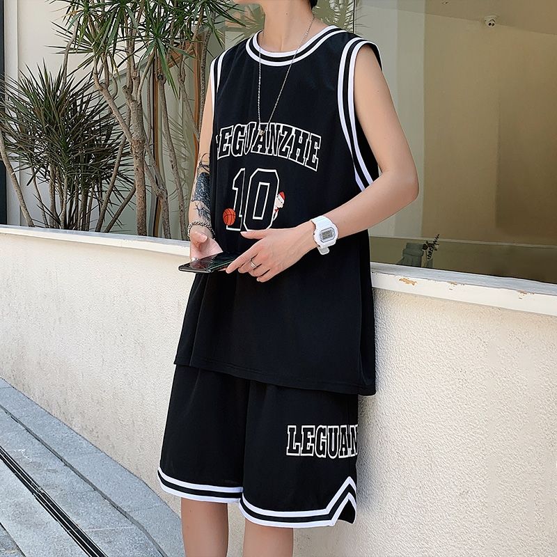 单件/套装 篮球服无袖套装男夏季学生韩版宽松休闲运动球衣两件套