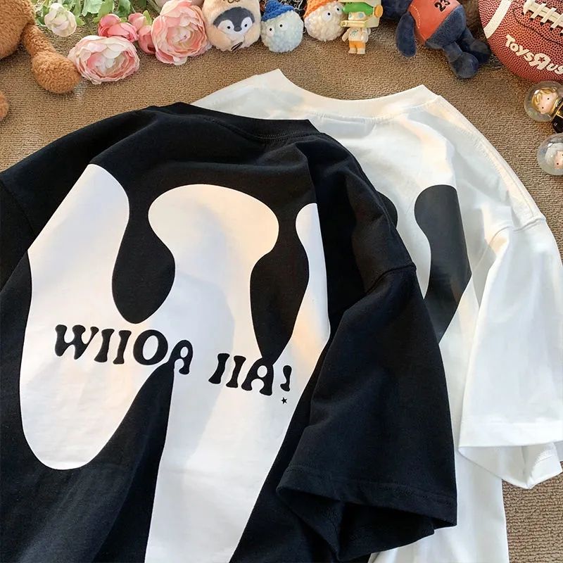 100%純棉短袖夏季潮牌w字母t恤寬鬆原創體恤上衣男衣服潮ins百搭