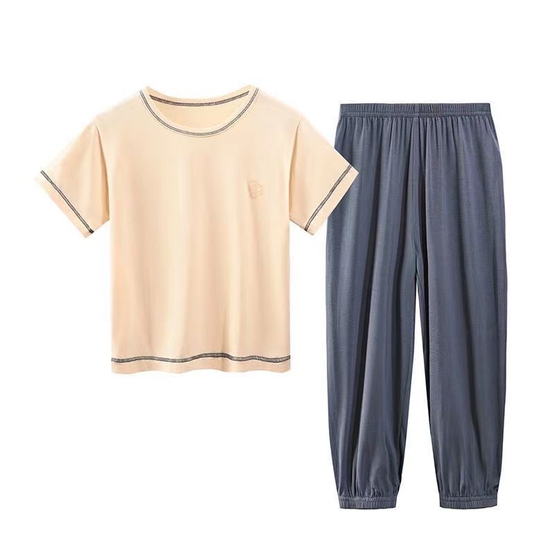 Summer children's modal pajamas thin section boys and girls short-sleeved nine-point pants home clothes baby air-conditioning suit