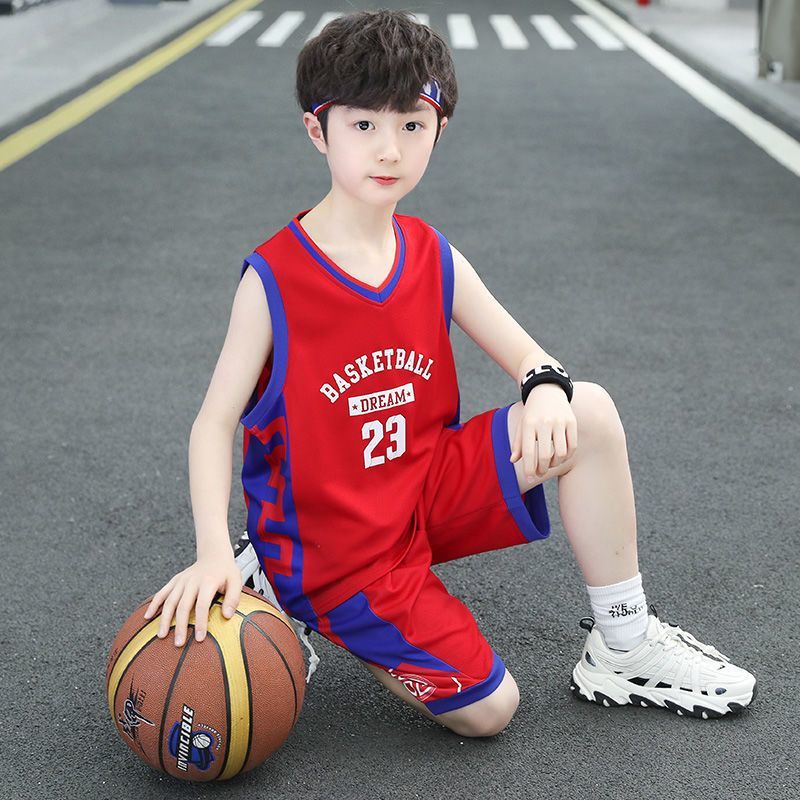 男童套装夏季新款中大童运动透气跑步服韩版潮流23号篮球服套装