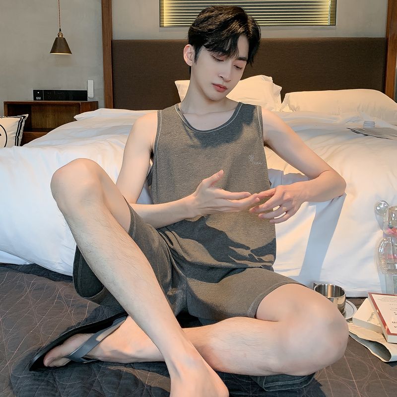 Vest Men's Summer Modal Pajamas Thin Section Sleeveless Shorts Youth Sports Can Wear Outside Homewear Set