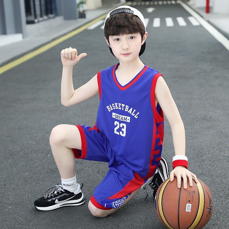 男童套装夏季新款中大童运动透气跑步服韩版潮流23号篮球服套装