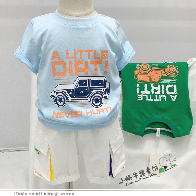 100% cotton children boys and girls 2023 summer new cartoon print quick-drying breathable short-sleeved T-shirt top