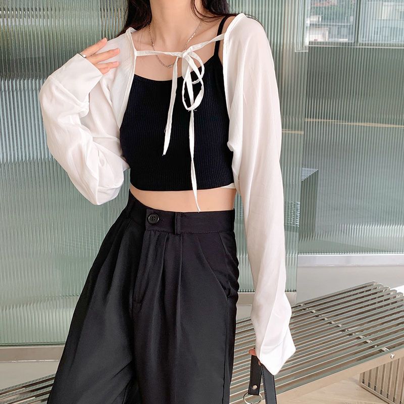 First love studio design sense short cardigan female summer thin short coat thin sun protection shawl long-sleeved top
