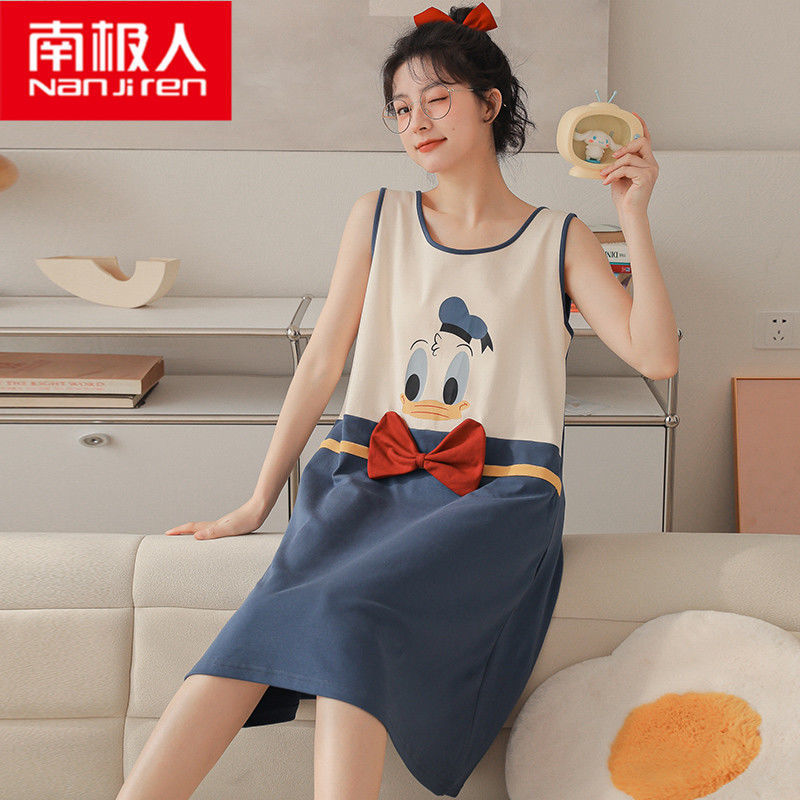 Nanjiren pajamas women's summer thin section Korean version fresh student sleeveless cotton nightdress summer suspenders loose vest skirt