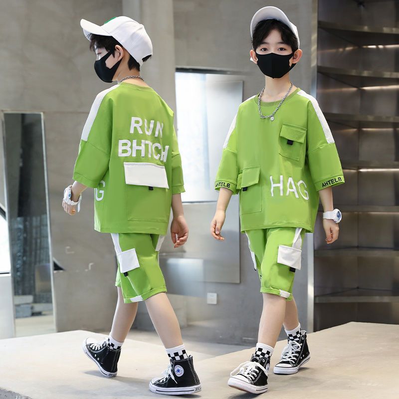 男童夏装短袖套装帅气新款潮洋气中大儿童夏季运动两件套韩版