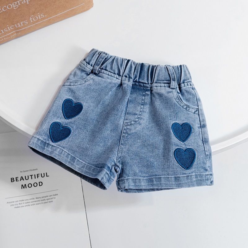 Girls love denim shorts  summer new children's casual pants baby foreign style loose summer hot pants