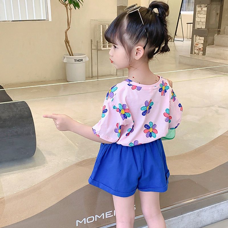 Girls' short sleeve T-shirt summer  new wide version foreign style summer children's T-shirt little girls' half sleeve top fashion