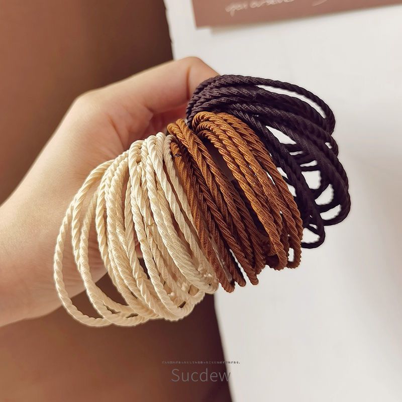 Milk tea color boxed high elastic color rubber band women's hair binding rope durable without hurting hair binding simple head rope