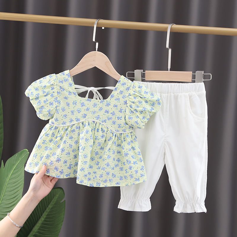 女童夏裝2023新款洋氣女寶寶衣服夏季薄款嬰兒潮童裝兒童短袖套裝