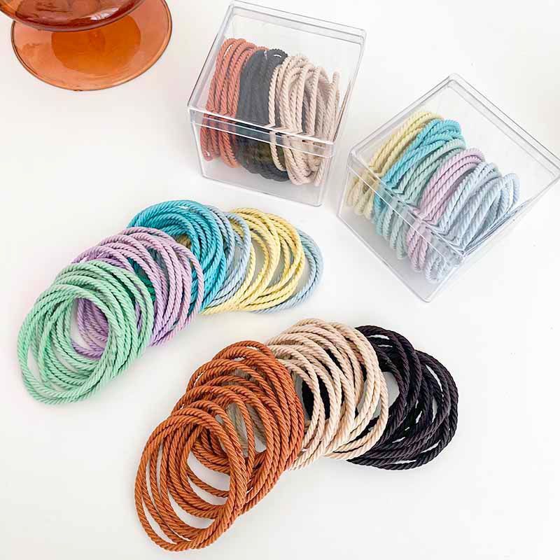 Milk tea color boxed high elastic color rubber band women's hair binding rope durable without hurting hair binding simple head rope