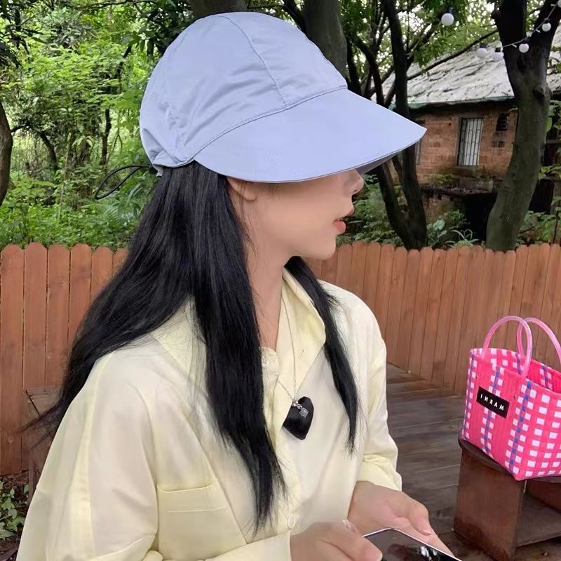 Zhao Lusi's same style without makeup street shooting fisherman hat women's UV protection large head circumference sunshade big brimmed hat breathable thin section