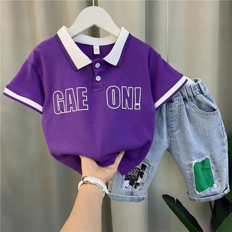 Boys' summer polo shirt suit  new foreign style baby summer clothes children Han Fan cool handsome short-sleeved clothes trendy