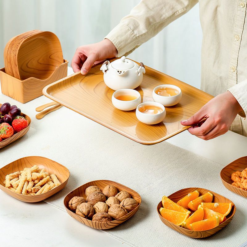 Home dining table bone spitting dish Chinese square plate snack dried fruit snack tea art garbage bone dish tray set