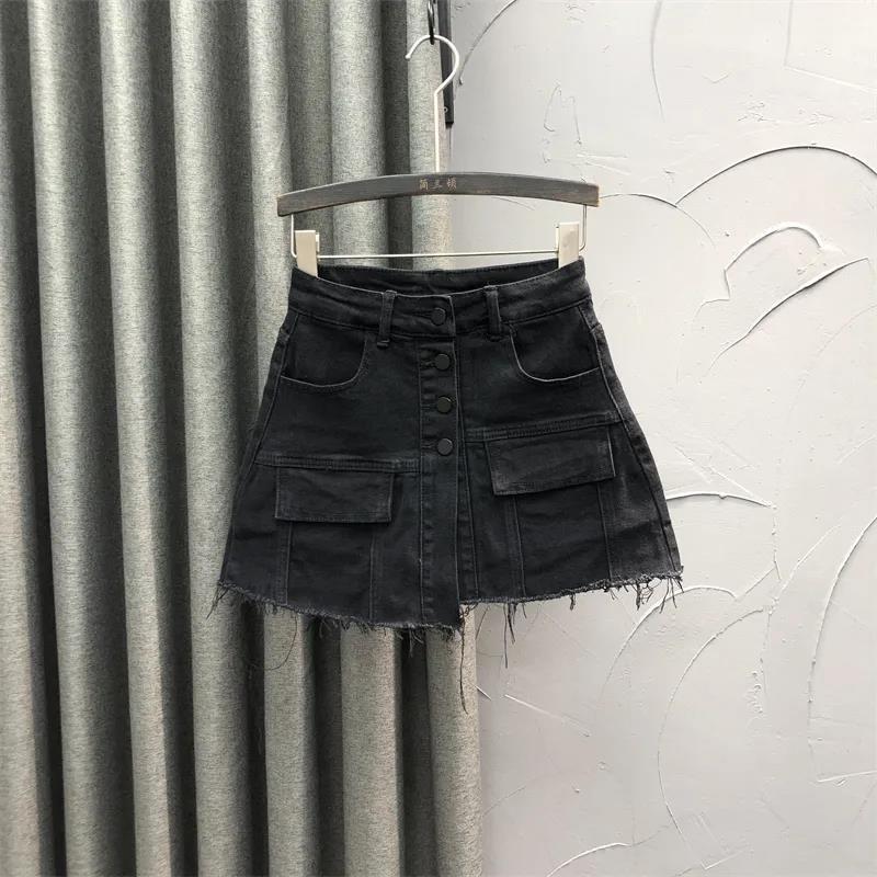 牛仔短裙女防走光年新款春夏大碼高腰修身顯瘦A字半身包臀裙