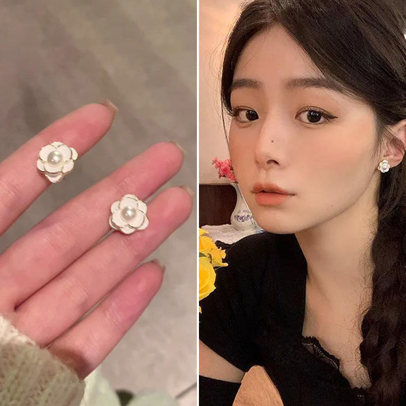 山茶花耳釘女春夏新款2022年新款潮耳飾氣質高級感小眾設計耳環