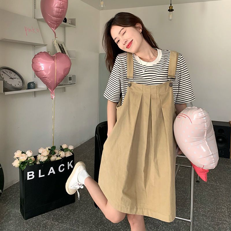 Strap dress large size fat mm slimming 300 catties female summer loose belly cover western style age reduction fashion suit