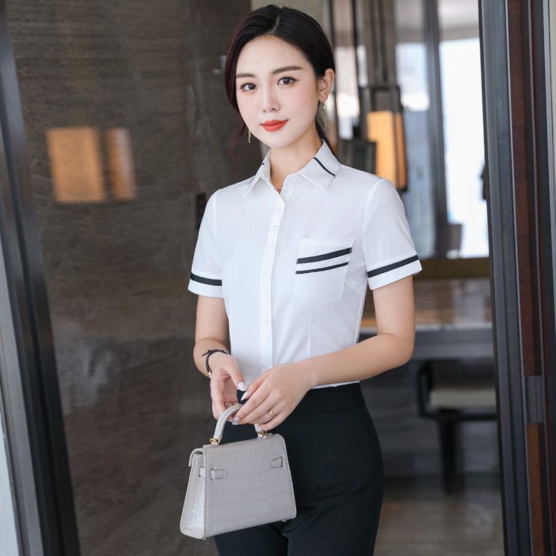 Summer short-sleeved shirts, women's shirts, professional wear, formal wear, work clothes, slim, casual, versatile, business-type and capable