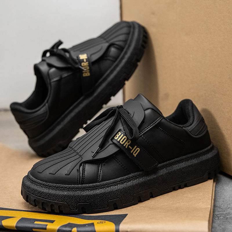 Men's shoes are non-slip and waterproof, spring and summer casual kitchen chef niche sneakers, versatile shell toe black trendy shoes, labor protection shoes
