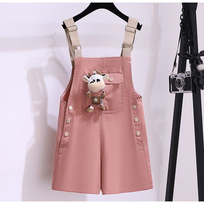 Girls' summer overalls suit new children's foreign style casual summer big children's fashion net red shorts two-piece set