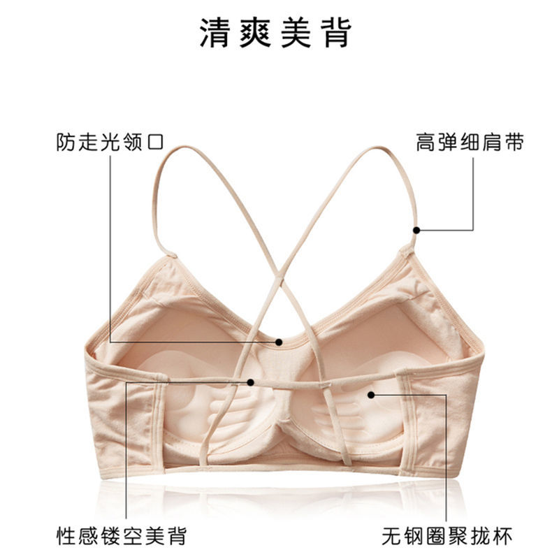 Ou Shibo pure cotton tube top underwear women gathered anti-sagging wrapped chest bra bra small vest student beauty back sports