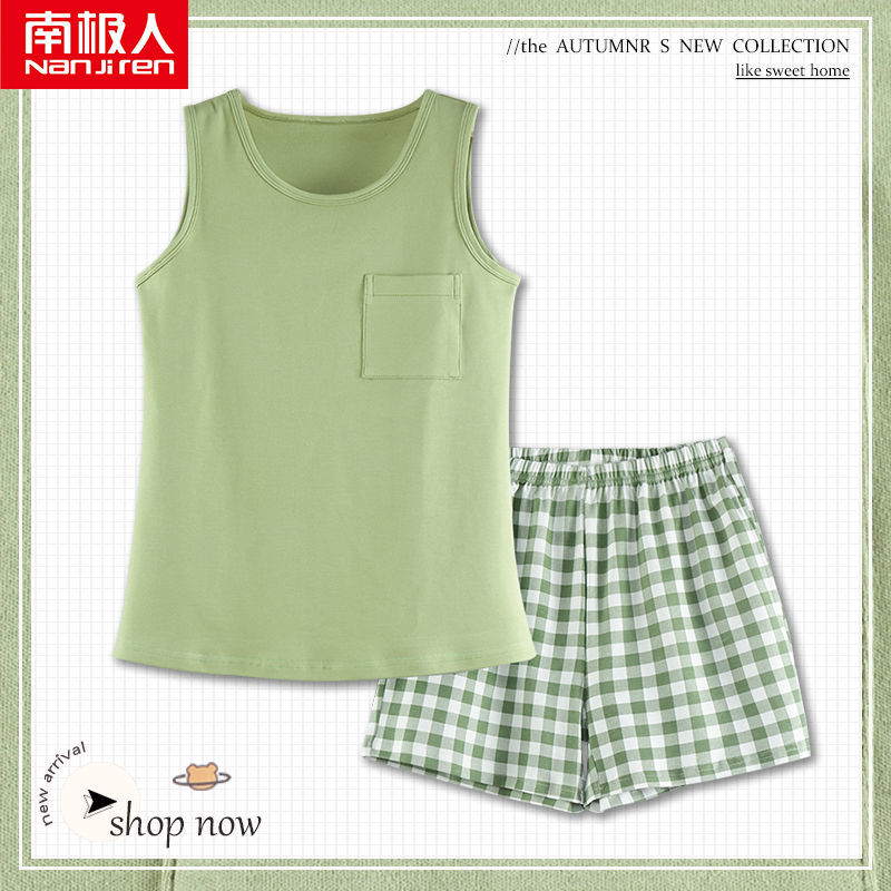Pajamas women's summer pure cotton sleeveless vest shorts thin section 2023 new summer cute student home service suit