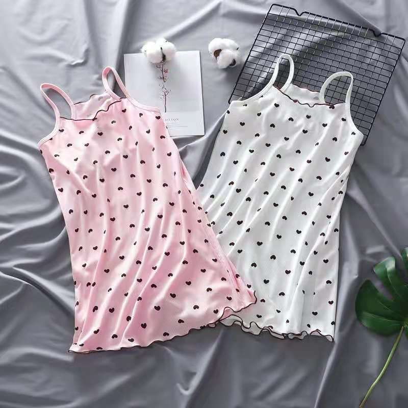 Children's non-trace pajamas home clothes set female treasure sling two-piece set little girl sling pajamas skirt baby pajamas