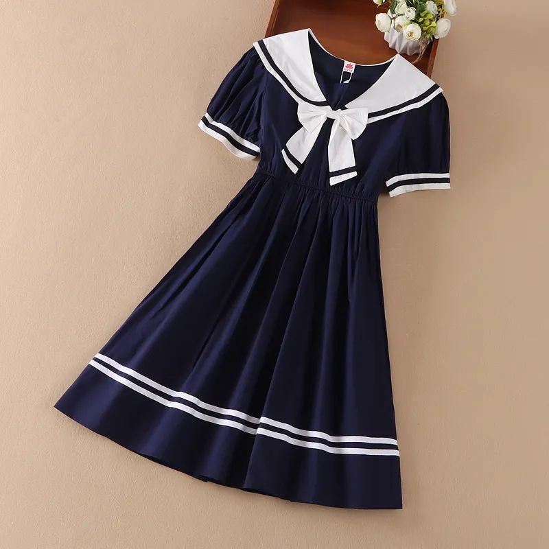 女童连衣裙夏季2023新款洋气儿童夏装公主裙中大童时髦海军风裙子