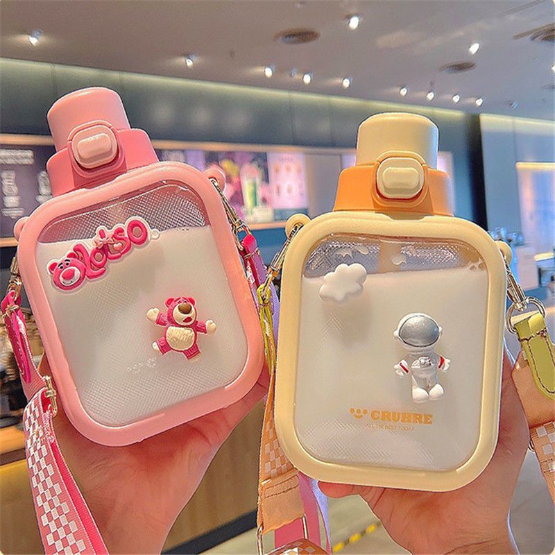 2022 new water cup little red book with cute high face value square personality water bottle children's straw sugar cup