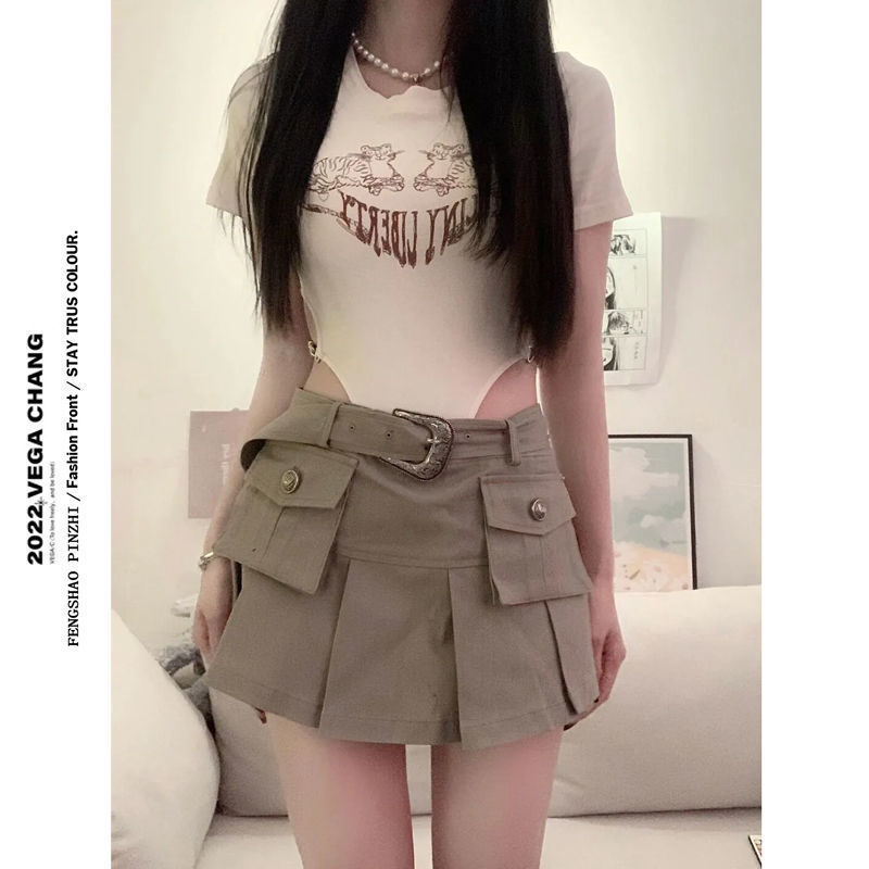 Ins summer design sense denim skirt female 2023 new hot girl high waist thin all-match A-line pleated skirt