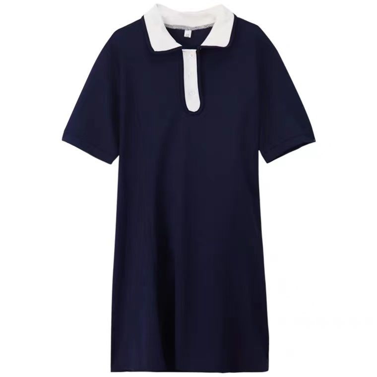 Summer  new Harajuku style color contrast polo collar dress women look thin cover meat cool and cute short sleeve skirt