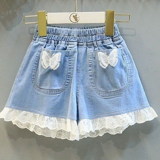 Children's clothing girls denim shorts summer  new children's outerwear hot pants baby fashion all-match pants tide