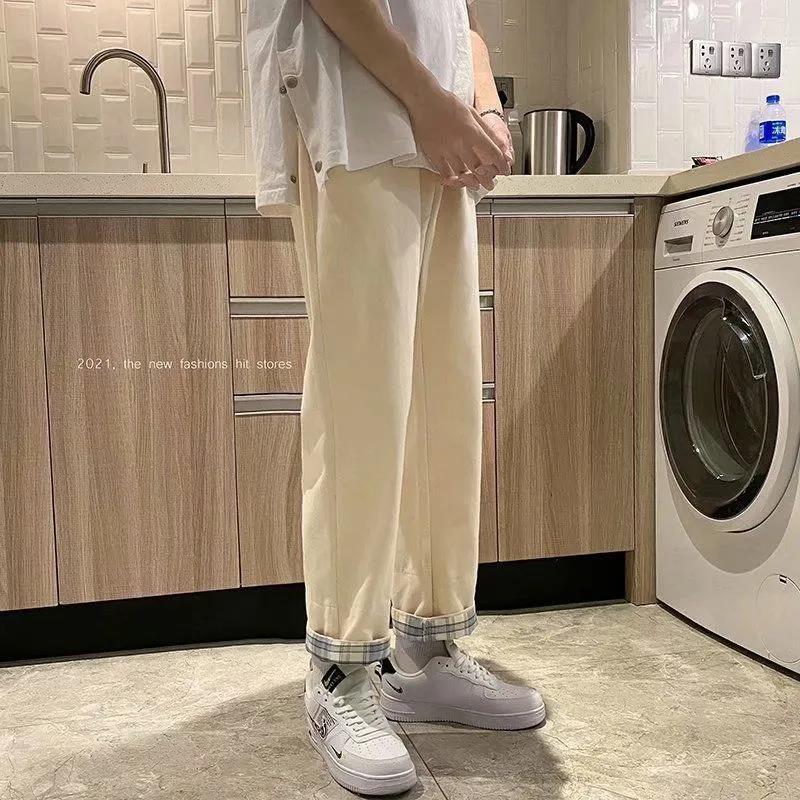 Summer thin trousers men's loose and comfortable casual trousers trendy harem nine-point straight trousers all-match handsome trousers