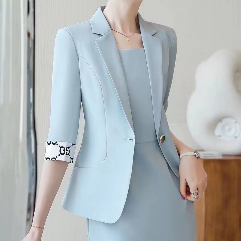 Slim fit non iron professional women's suit two piece set fashionable summer new Korean small suit coat dress