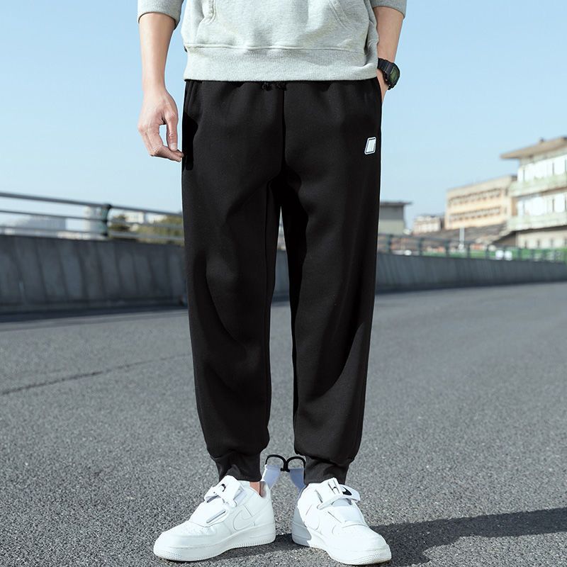 Gray pants boys spring and autumn 1/2 new casual pants plus velvet thickened all-match leg pants loose sports pants
