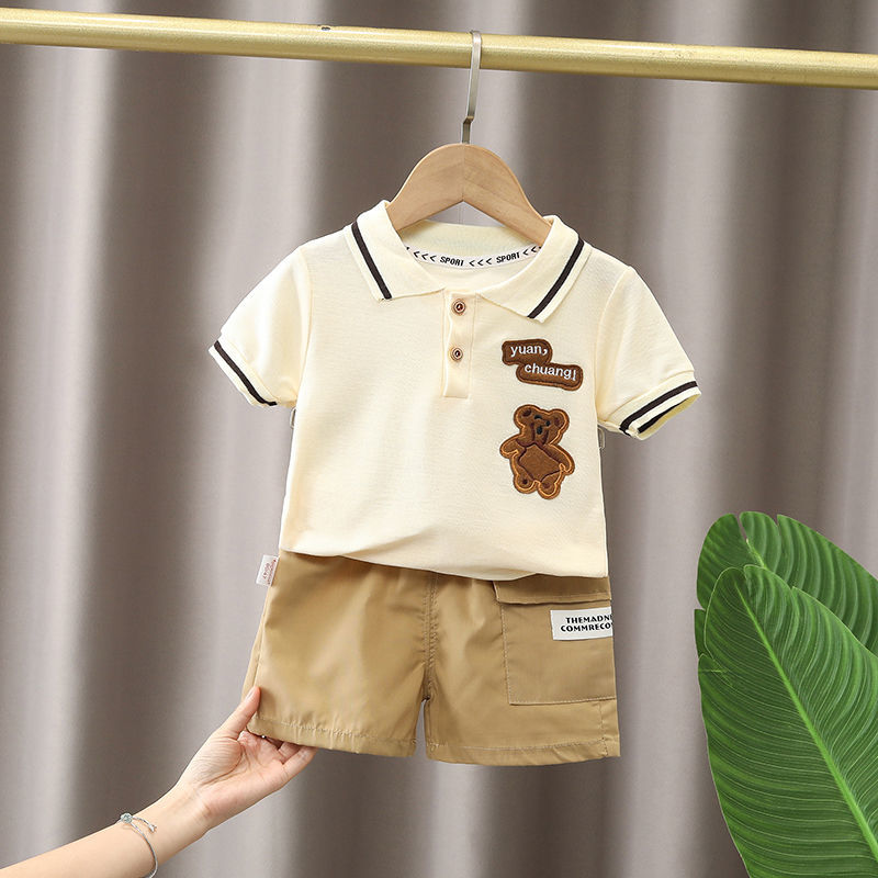 男童夏装套装夏季新款小童男宝宝时尚短袖条纹polo衫两件套潮