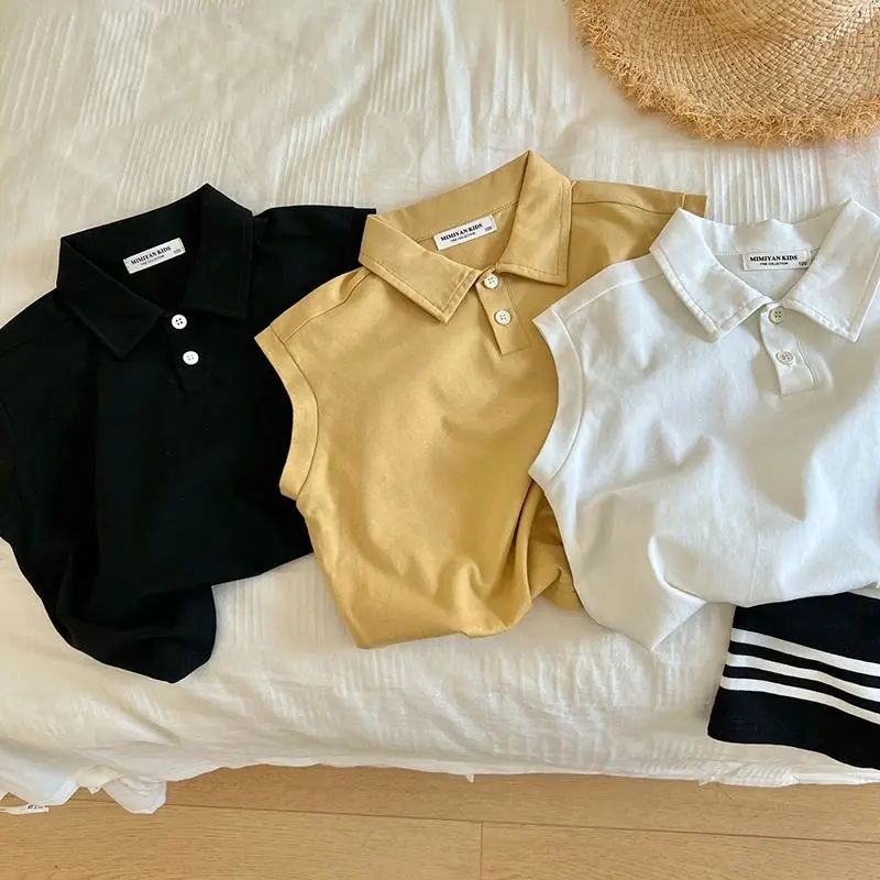Boys vest t suit summer new small and middle-aged children wear POLO shirt children thin two-piece sleeveless outer wear T-shirt