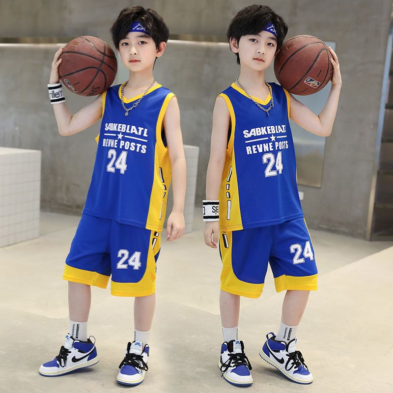男童套装夏季新款中大童运动透气小男孩帅气爆款科比24号篮球服