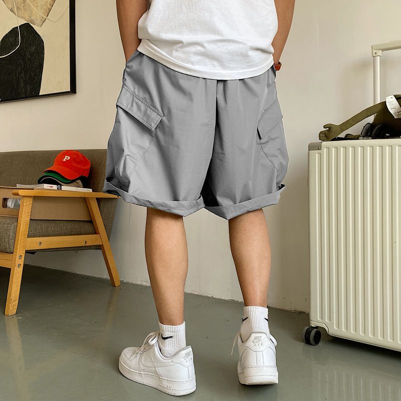 Men's loose 5-point pants American fashion wear out versatile sports shorts handsome summer ice silk work clothes casual pants
