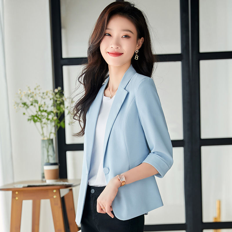 Small suit jacket women's summer thin section  new self-cultivation short section small top casual three-quarter sleeve suit