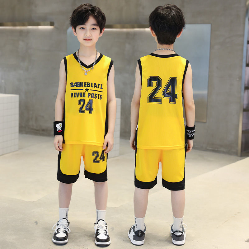 男童套装夏季新款中大童运动透气小男孩帅气爆款科比24号篮球服