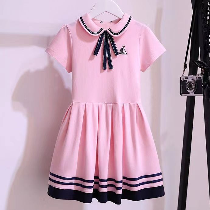 女童夏裝連衣裙2022新款網紅洋氣兒童學院風公主裙夏季小女孩裙子