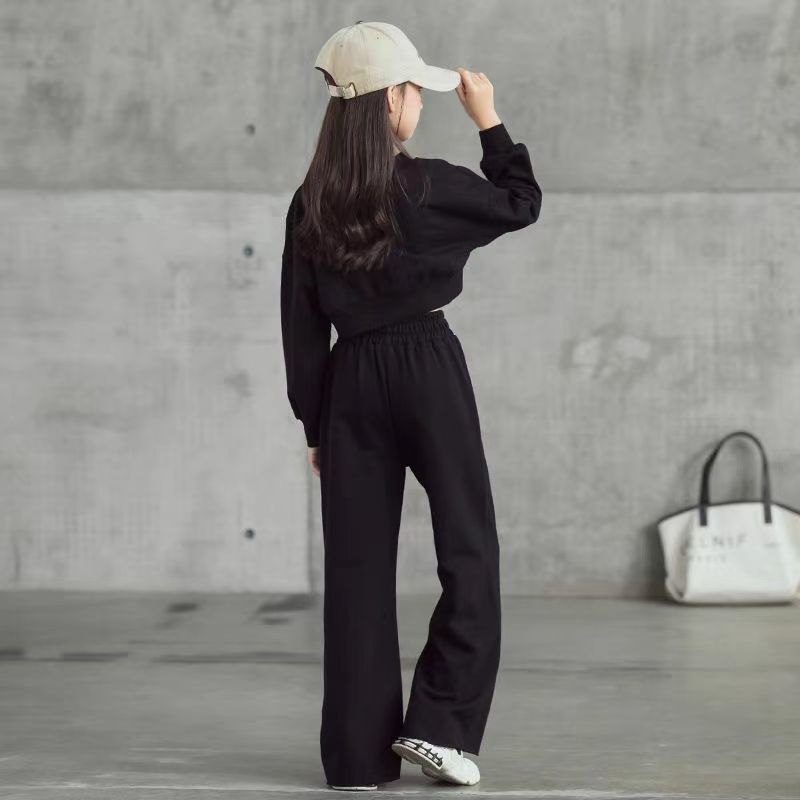 Girls suit summer 2022 new spring and autumn long-sleeved wide-leg pants two-piece set fried street pants high waist female Korean style foreign style
