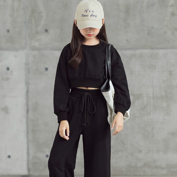 Girls suit summer 2022 new spring and autumn long-sleeved wide-leg pants two-piece set fried street pants high waist female Korean style foreign style