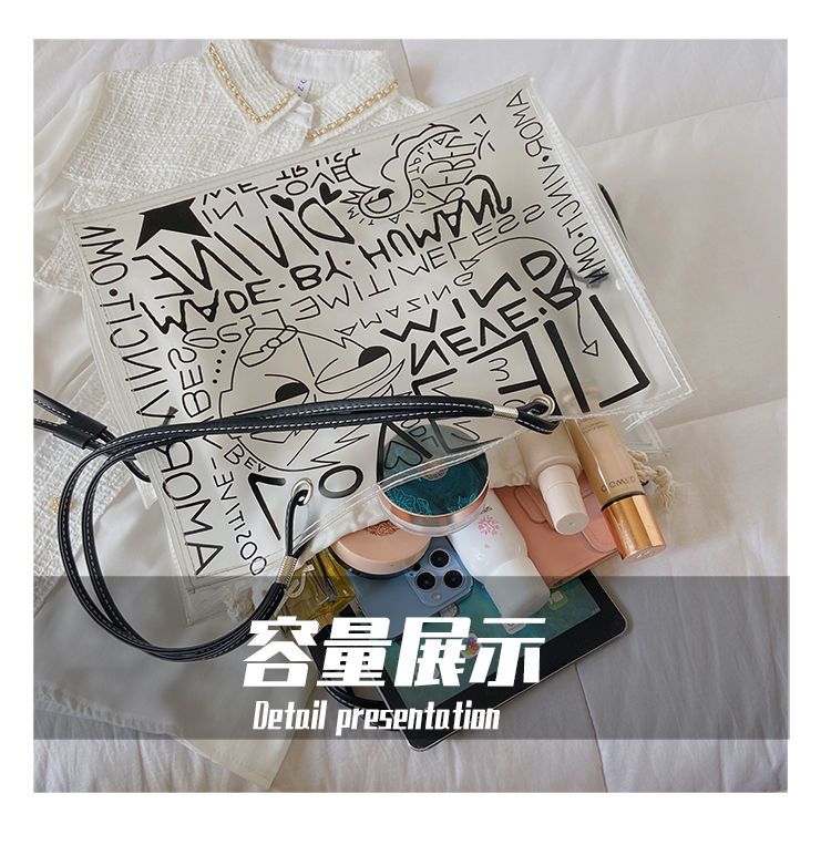 Transparent Large Bag Women New Trendy Fashion Women'S Bag Summer Large-Capacity Tote Bag All-Match Jelly Shoulder Bag