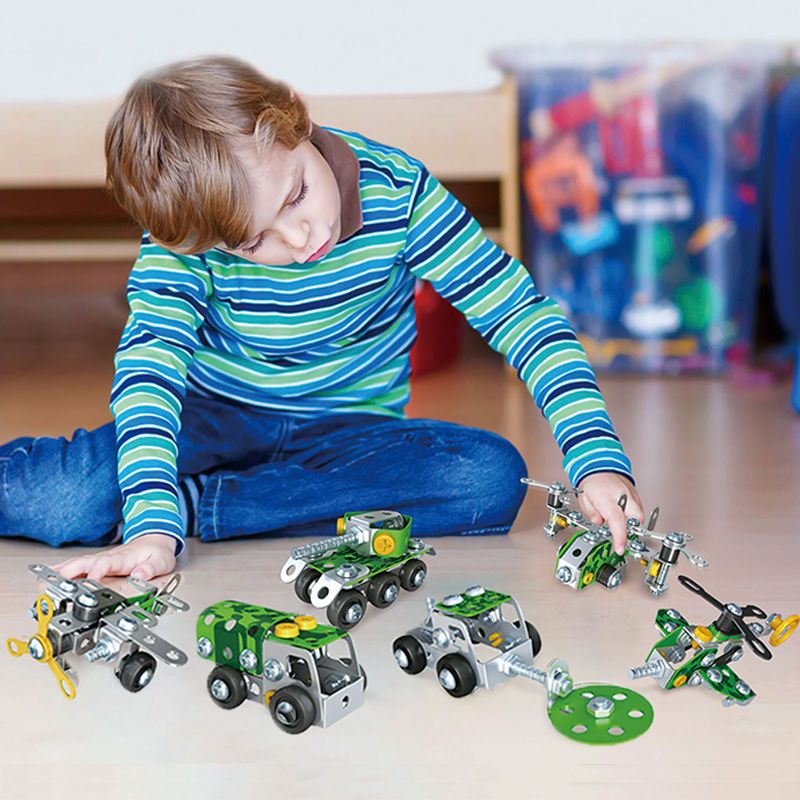儿童拼装玩具拧螺丝钉玩具车模型男孩玩具智力开发组装玩具工程车
